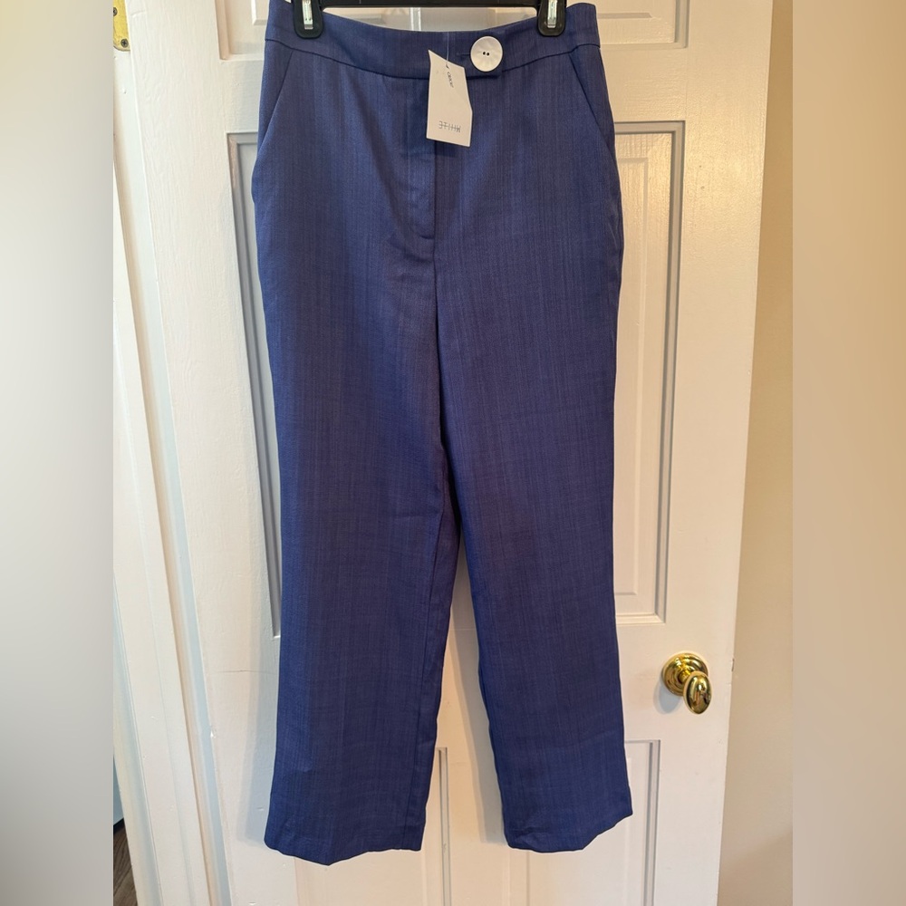 NWT ASOS White Cobalt Blue Tailored Cropped Pants US 6